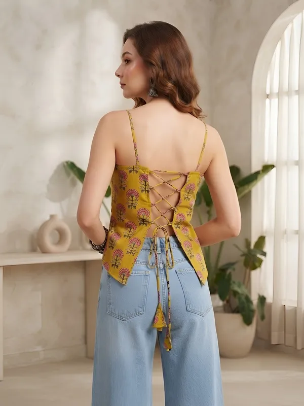 Yellow_Pure_Cotton_Printed_Top_For_Women