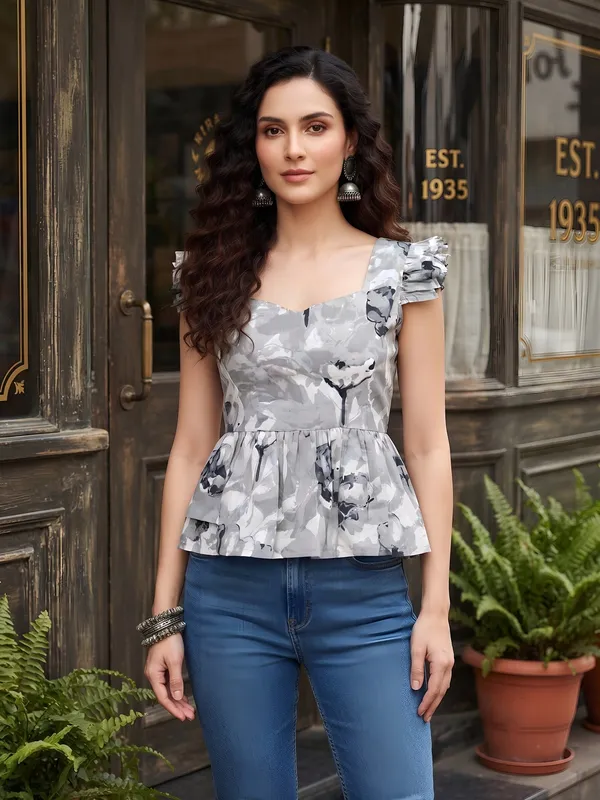 Grey_Pure_Cotton_Printed_Top_For_Women