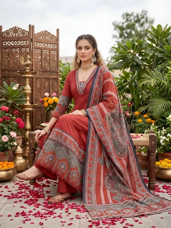 Maroon_Floral_Printed_Anarkali_Kurta_Set_For_Women