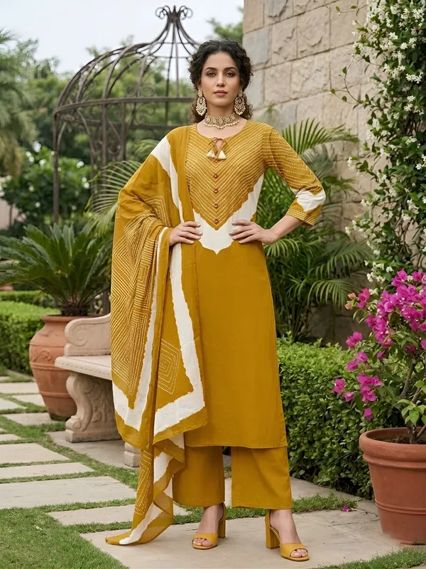 Yellow_Floral_Printed_Straight_Kurta_Set_For_Women