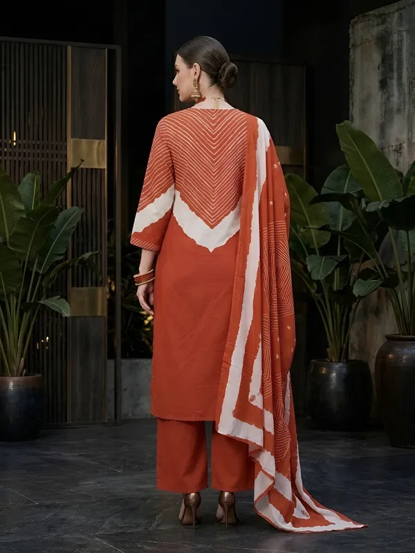 Rust_Floral_Printed_Straight_Kurta_Set_For_Women