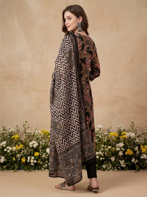 Black_Embroidered_Pure_Cotton_Kurta_Trouser_Dupatta_Set