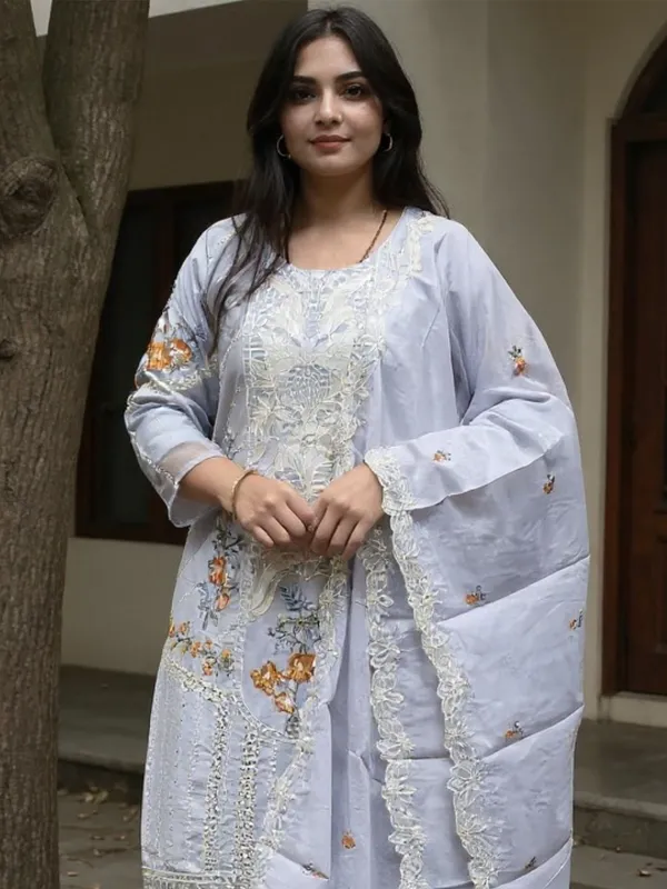 Blue_Embroidered_Pure_Cotton_Kurta_Trouser_Dupatta_Set