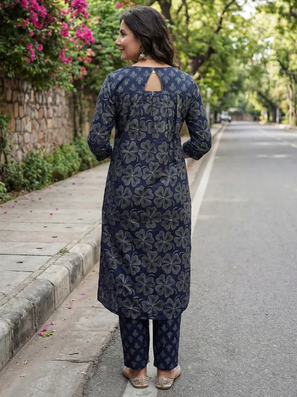 Blue_Printed_Pure_Cotton_Kurta_Trouser_Dupatta_Set
