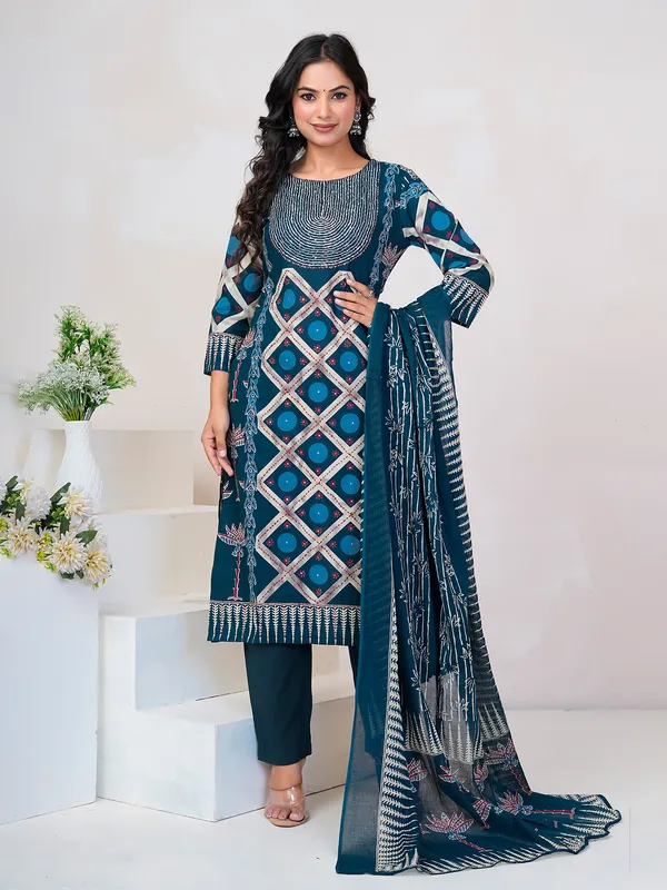 Blue_Printed_Straight_Kurta_Trousers_With_Dupatta_Set