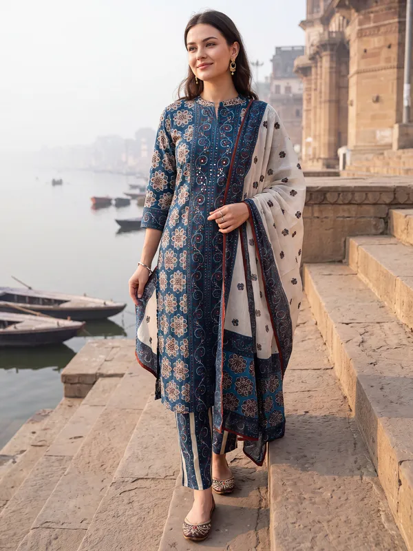 Blue_Printed_Straight_Kurta_Trousers_With_Dupatta_Set