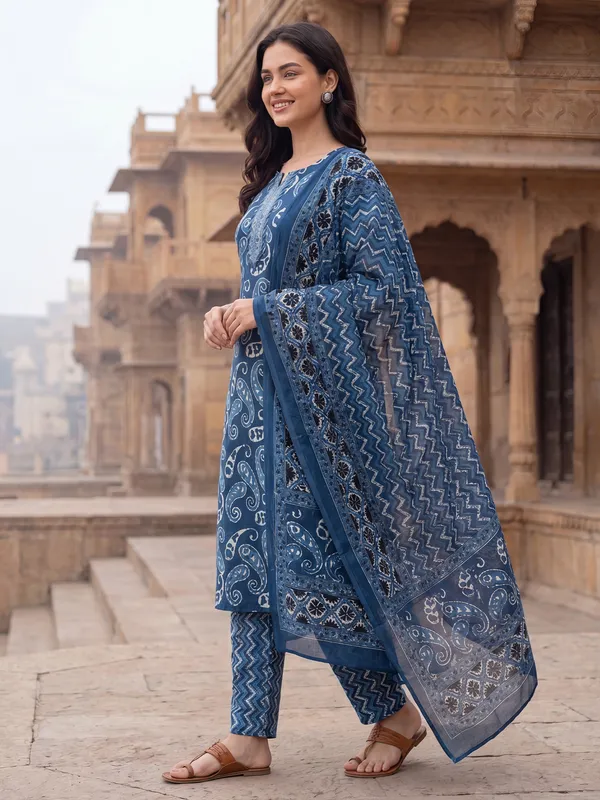 Blue_Printed_Straight_Kurta_Trousers_With_Dupatta_Set