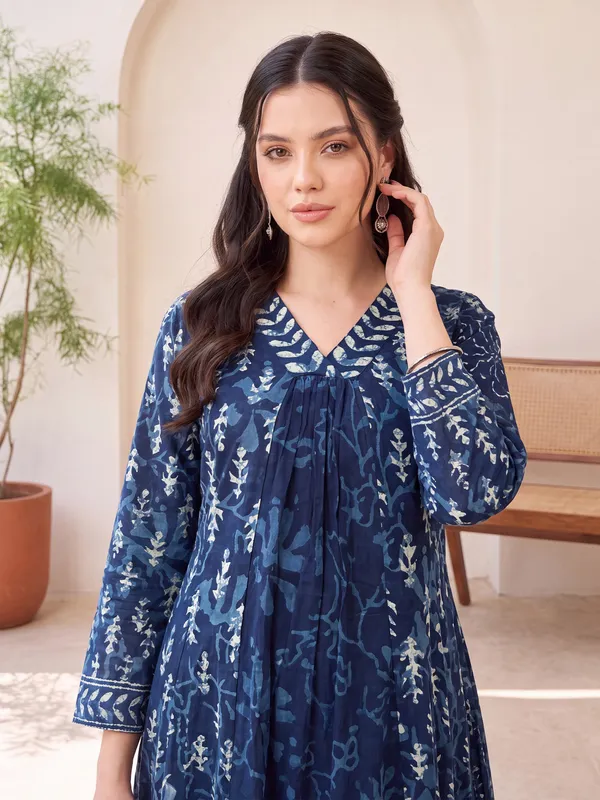 Blue_Printed_A-Line_Kurta_Trousers_With_Dupatta_Set