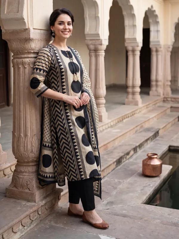 Cream_Printed_Straight_Kurta_Trousers_With_Dupatta_Set