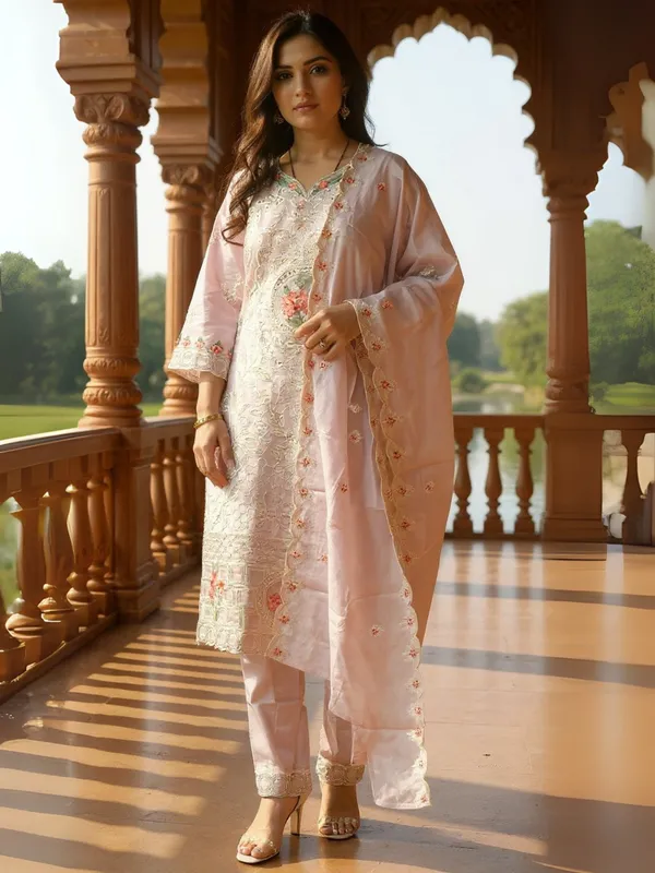 Lavender_Embroidered_Pure_Cotton_Kurta_Trouser_Dupatta_Set