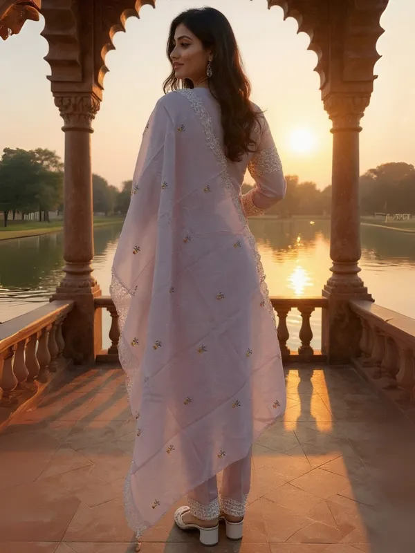 Lavender_Pure_Cotton_Embroidered_Kurta_Trouser_Dupatta_Set