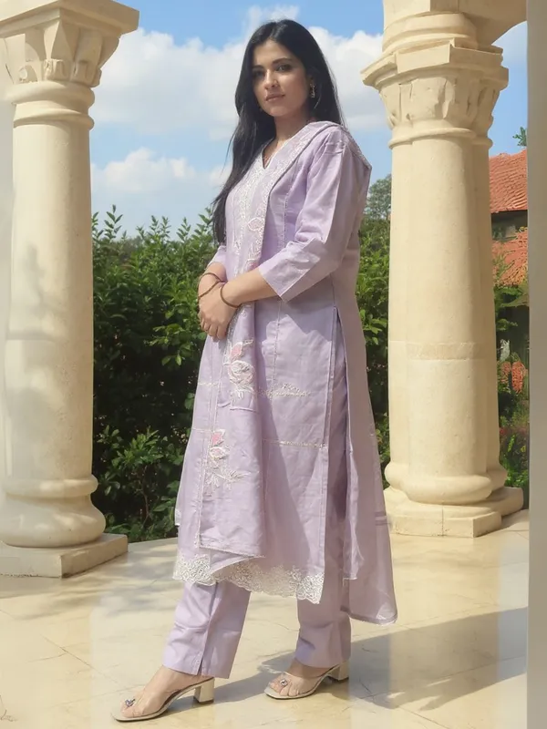 Lavender_Embroidered_Pure_Cotton_Kurta_Trouser_Dupatta_Set
