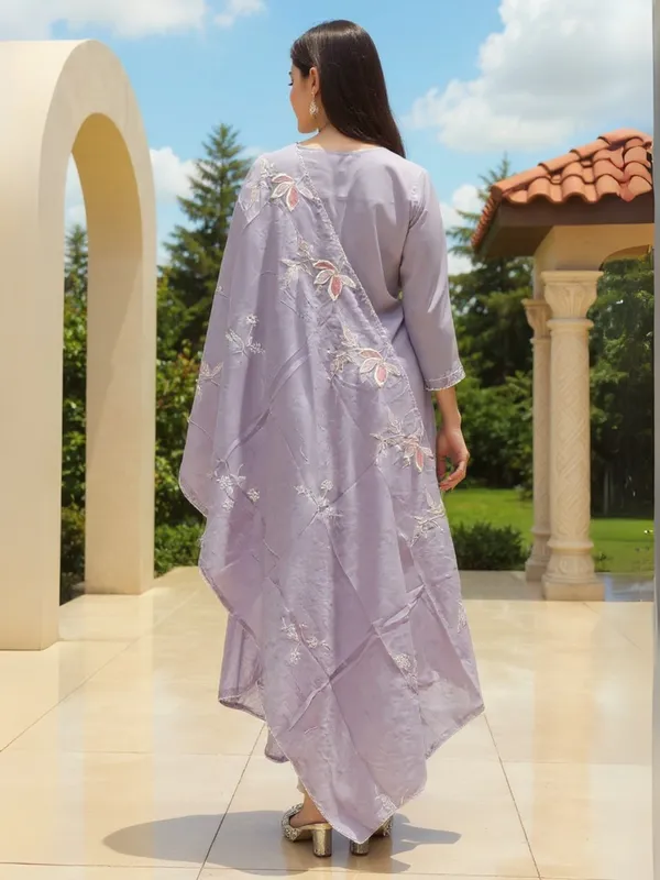 Lavender_Embroidered_Pure_Cotton_Kurta_Trouser_Dupatta_Set