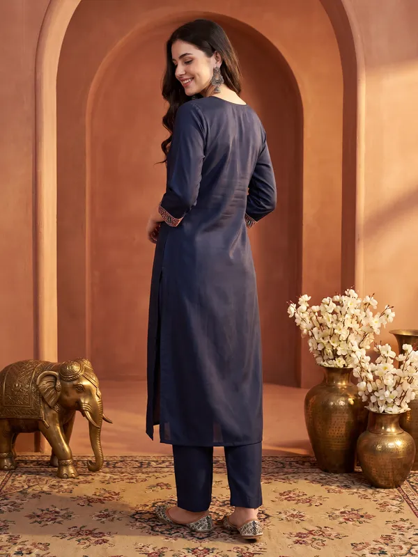 Navy_Blue_Printed_Pure_Cotton_Kurta_Trouser_Dupatta_Set