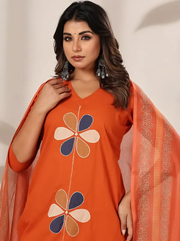 Orange_Embroidered_Straight_Kurta_Trousers_With_Dupatta_Set