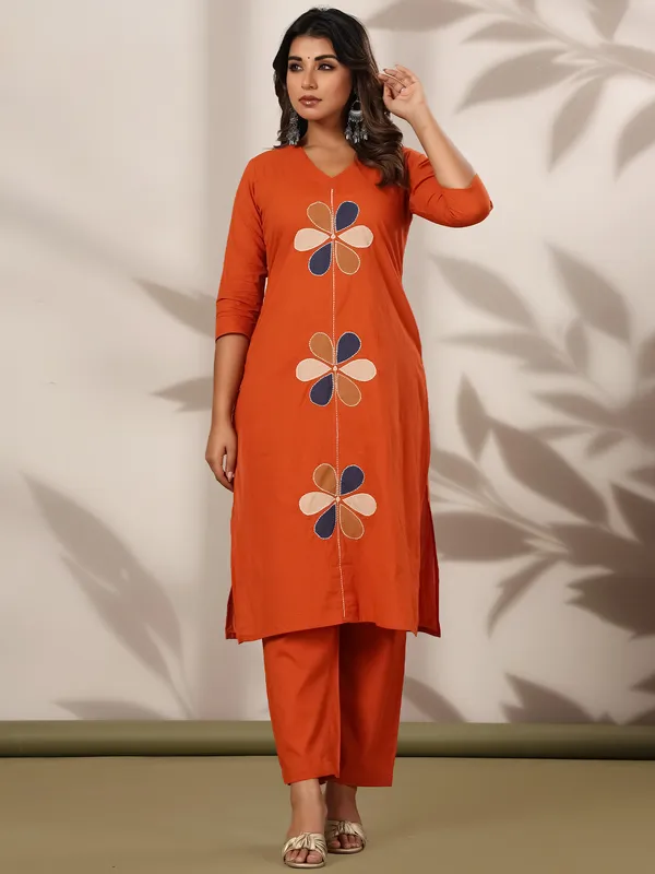 Orange_Embroidered_Straight_Kurta_Trousers_With_Dupatta_Set