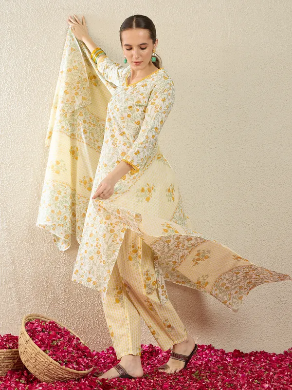 Off_White_Printed_Pure_Cotton_Kurta_Trouser_Dupatta_Set