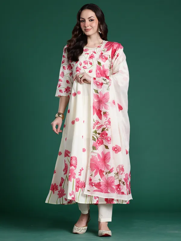 Off_White_Printed_Pure_Cotton_Kurta_Trouser_Dupatta_Set
