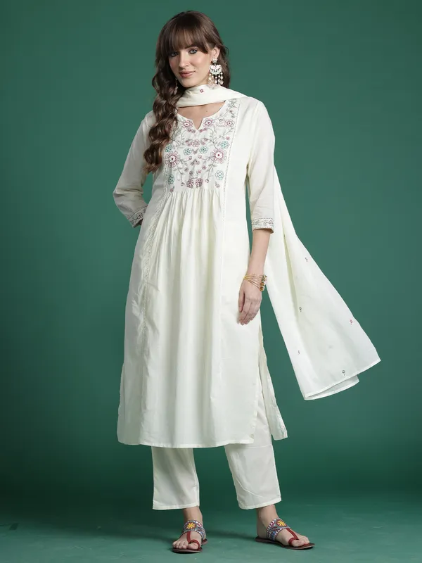 Off_White_Embroidered_Pure_Cotton_Kurta_Trouser_Dupatta_Set