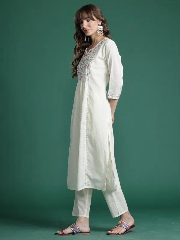 Off_White_Embroidered_Pure_Cotton_Kurta_Trouser_Dupatta_Set