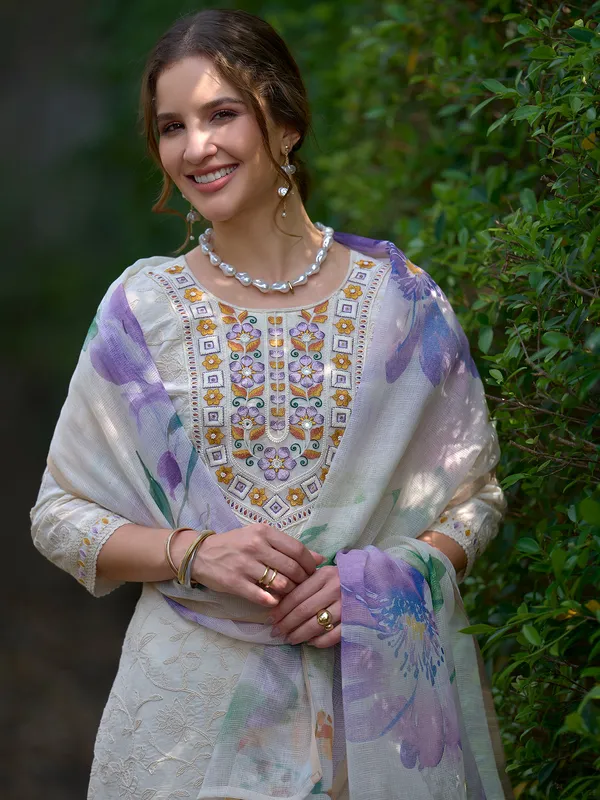 Off_White_Embroidered_Pure_Cotton_Kurta_Trouser_Dupatta_Set