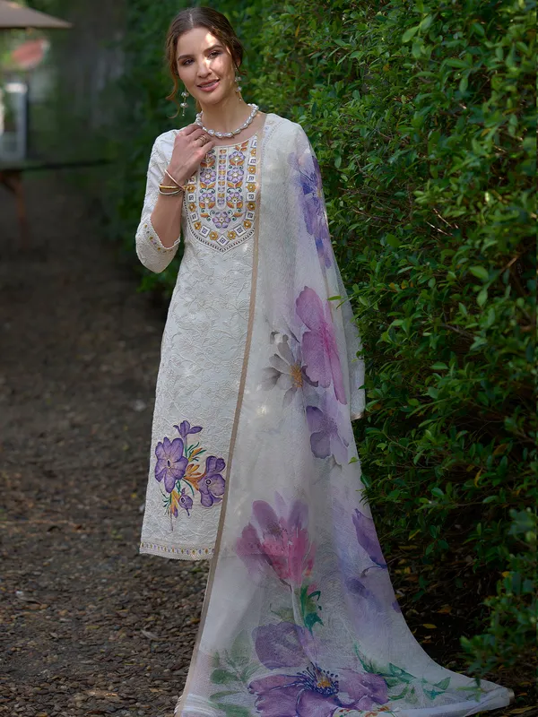 Off_White_Embroidered_Pure_Cotton_Kurta_Trouser_Dupatta_Set