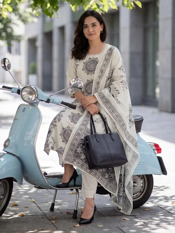 Off_White_Printed_Pure_Cotton_Kurta_Trouser_Dupatta_Set