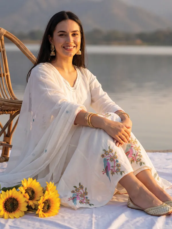 Off_White_Embroidered_Pure_Cotton_Kurta_Trouser_Dupatta_Set