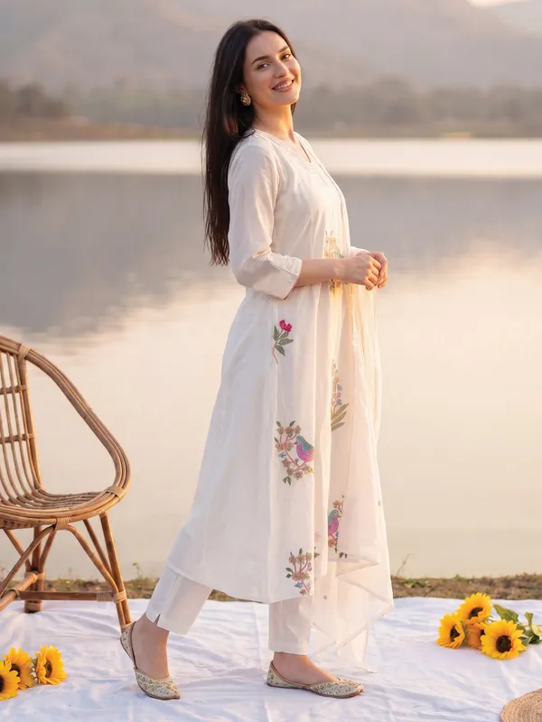 Off_White_Embroidered_Pure_Cotton_Kurta_Trouser_Dupatta_Set