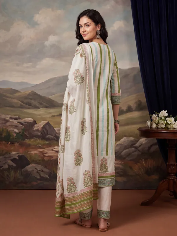 Off_White_Printed_Pure_Cotton_Kurta_Trouser_Dupatta_Set