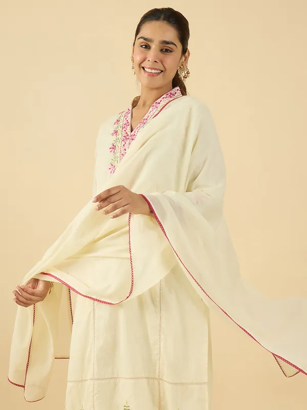 Off_White_Embroidered_Pure_Cotton_Kurta_Trouser_Dupatta_Set
