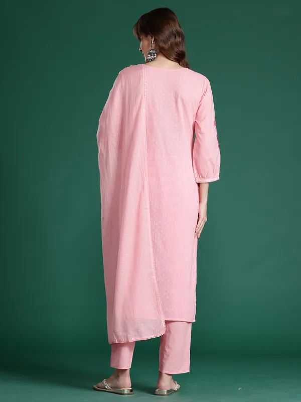 Pink_Embroidered_Pure_Cotton_Kurta_Trouser_Dupatta_Set