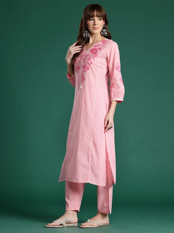 Pink_Embroidered_Pure_Cotton_Kurta_Trouser_Dupatta_Set
