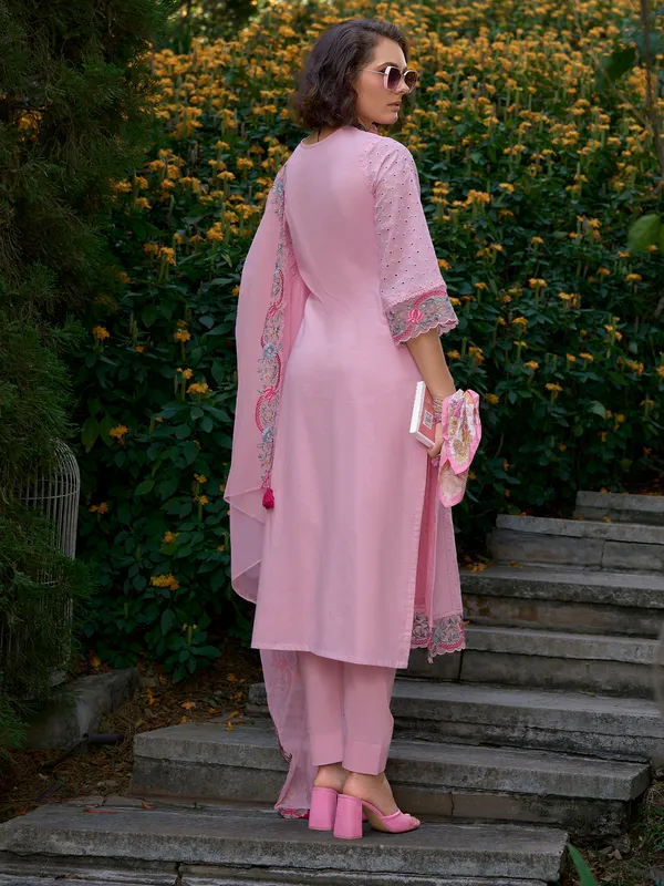 Pink_Embroidered_Pure_Cotton_Kurta_Trouser_Dupatta_Set