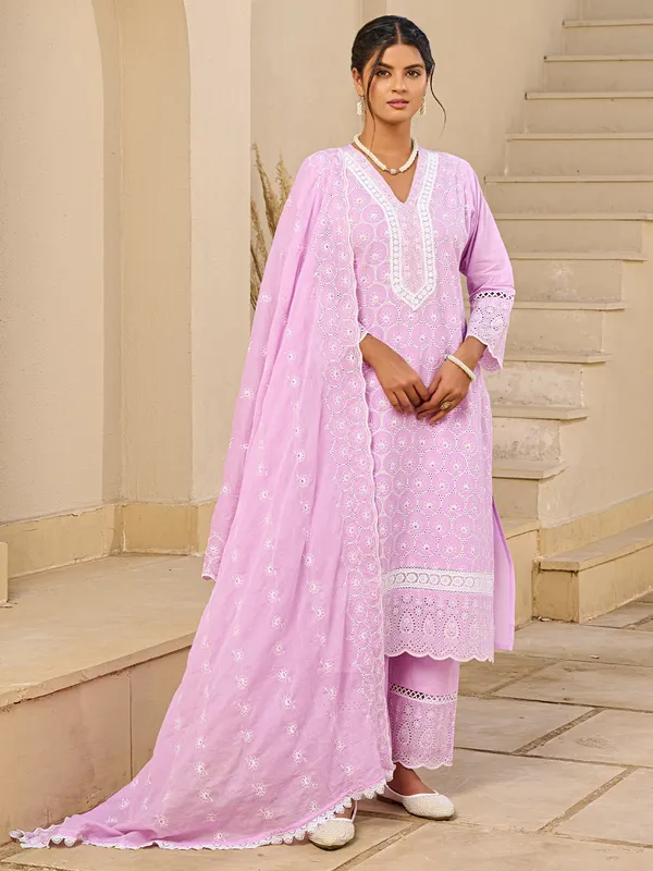 Pink_Pure_Cotton_Embroidered_Kurta_Trouser_Dupatta_Set