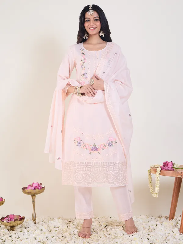 Pink_Embroidered_Pure_Cotton_Kurta_Trouser_Dupatta_Set