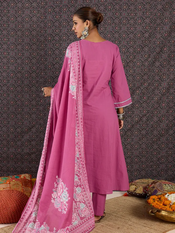 Pink_Pure_Cotton_Embroidered_Kurta_Trouser_Dupatta_Set