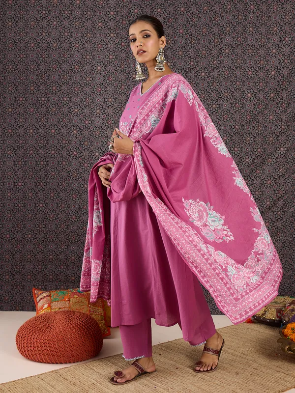 Pink_Pure_Cotton_Embroidered_Kurta_Trouser_Dupatta_Set