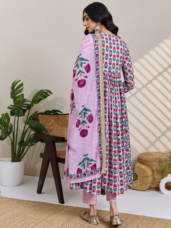 Pink_Printed_Pure_Cotton_Kurta_Trouser_Dupatta_Set