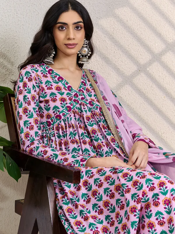 Pink_Printed_Pure_Cotton_Kurta_Trouser_Dupatta_Set