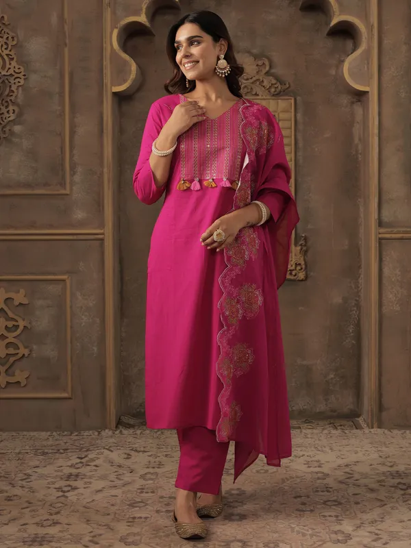 Pink_Embroidered_Pure_Cotton_Kurta_Trouser_Dupatta_Set