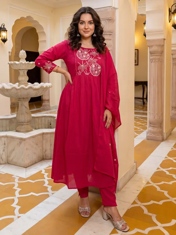 Pink_Embroidered_Pure_Cotton_Kurta_Trouser_Dupatta_Set