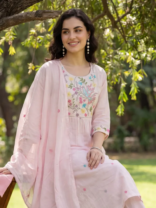 Pink_Embroidered_Pure_Cotton_Kurta_Trouser_Dupatta_Set