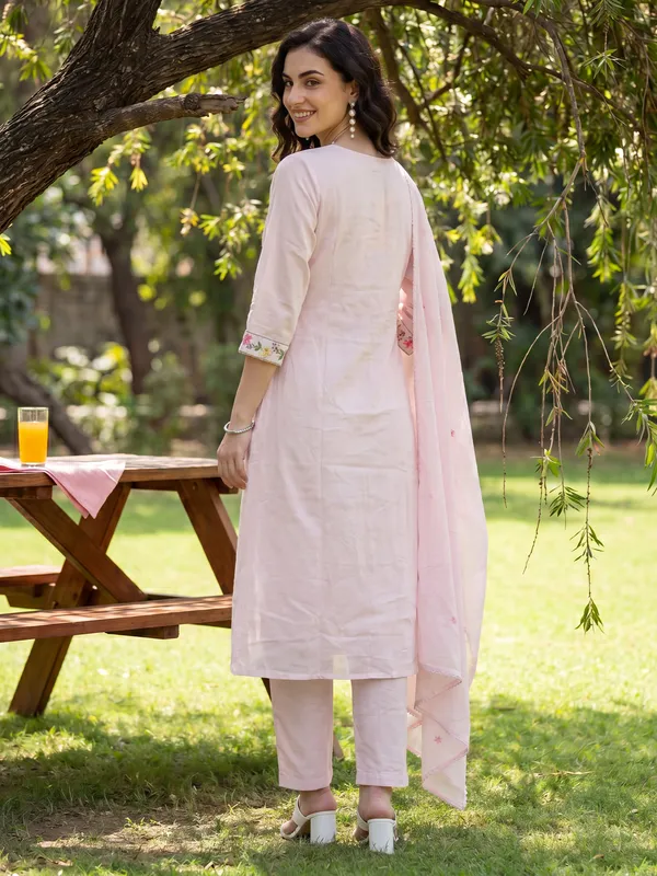 Pink_Embroidered_Pure_Cotton_Kurta_Trouser_Dupatta_Set
