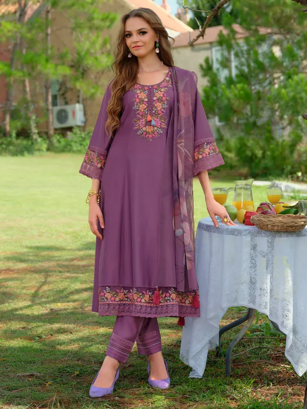 Purple_Embroidered_Liva_Kurta_Trouser_Dupatta_Set