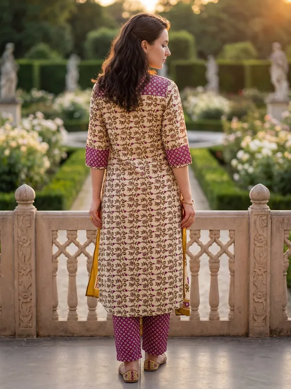 Purple_Pure_Cotton_Printed_Kurta_Trouser_Dupatta_Set