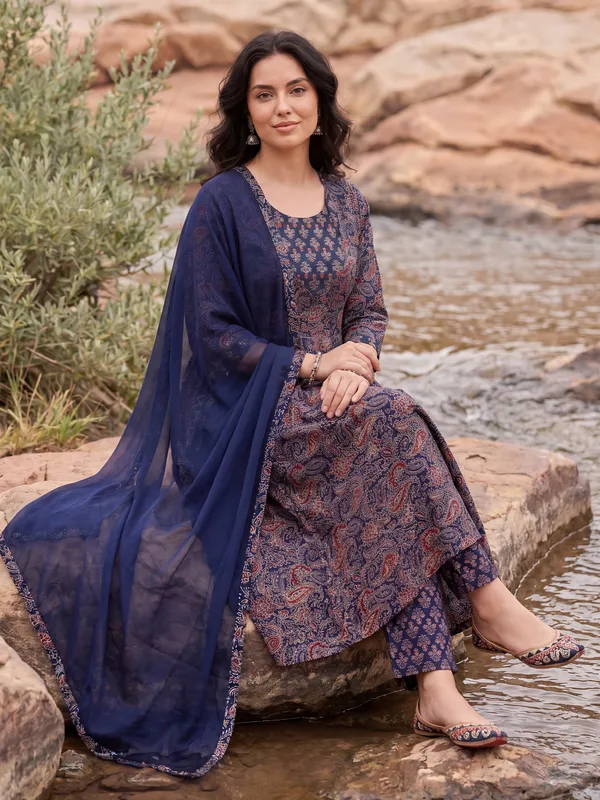 Purple_Printed_Pure_Cotton_Kurta_Trouser_Dupatta_Set