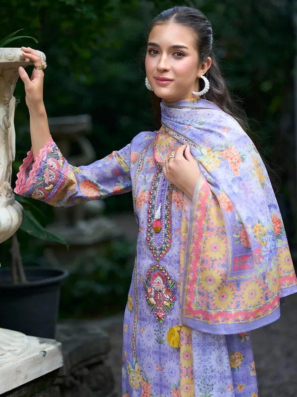 Purple_Printed_Linen_Kurta_Trouser_Dupatta_Set