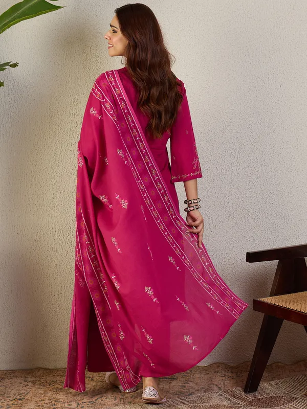 Pink_Embroidered_Pure_Cotton_Kurta_Trouser_Dupatta_Set