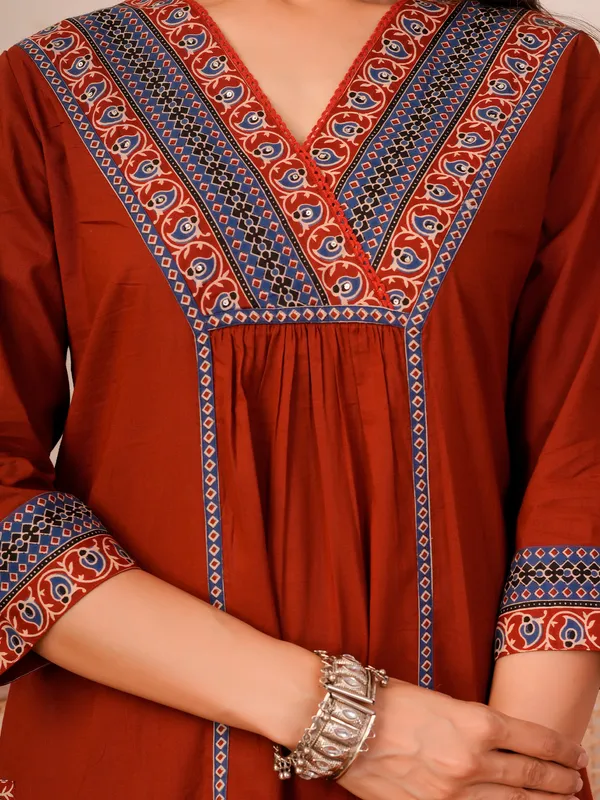 Orange_Printed_Pure_Cotton_Kurta_Trouser_Dupatta_Set